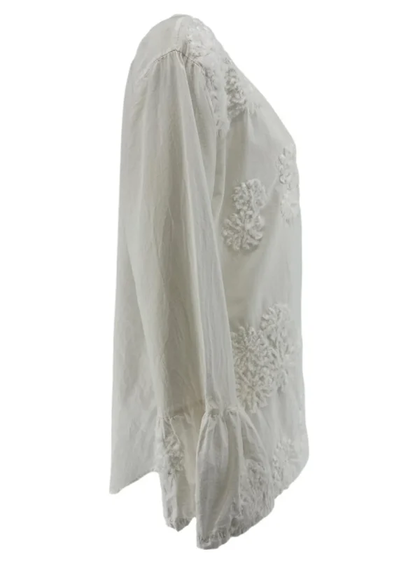 Blouse met trompet mouw fluffy flower off-white