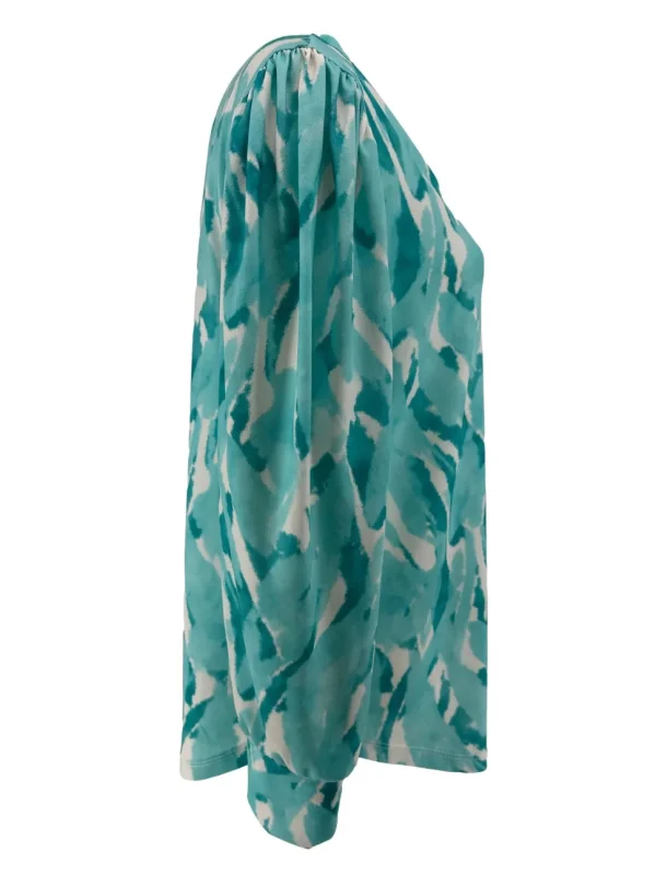Blouse met v-hals en afgewerkt met boord Ivy Clouds mint (SALE)