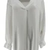 Blouse met V-hals en elastiek aan de onderzijde Julia off-white
