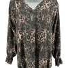Blouse met V-hals en elastiek aan de onderzijde Julia PANTER bruin