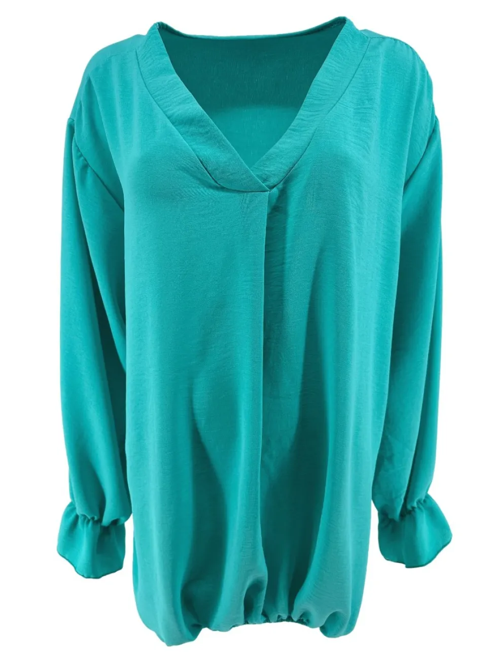 blouse_met_vhals_en_elast_0.webp Blouse met V-hals en elastiek aan de onderzijde Julia turquoise