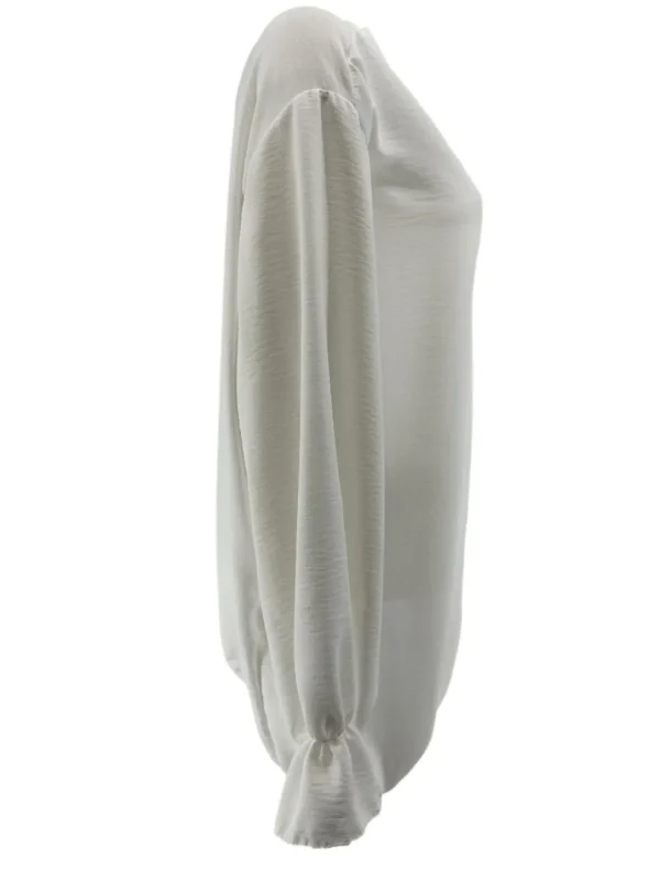 Blouse met V-hals en elastiek aan de onderzijde Julia off-white