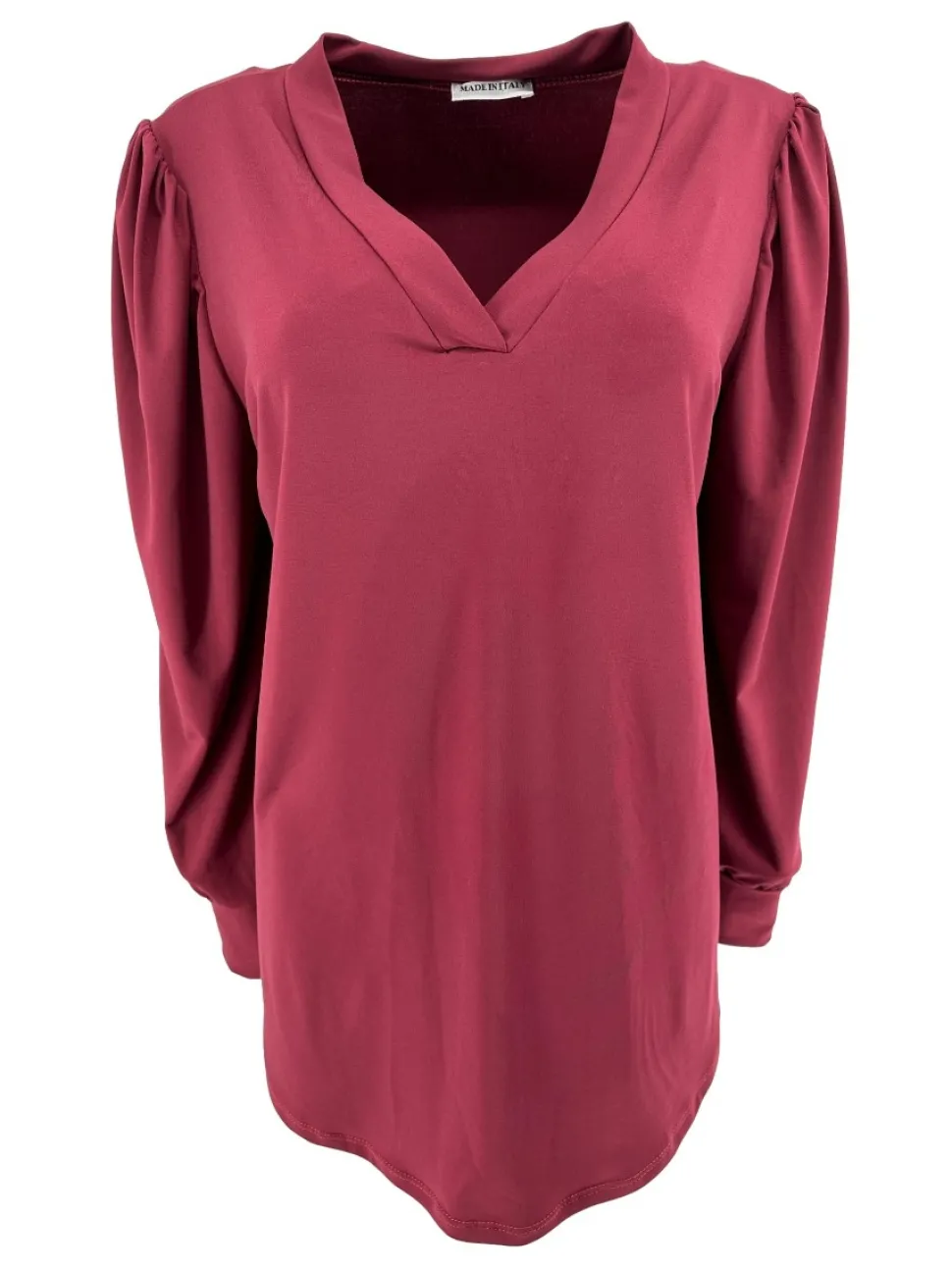 blouse_met_vhals_en_lange_0-1.webp Blouse met v-hals en lange mouw met plooien TRAVELSTOF Bordeaux