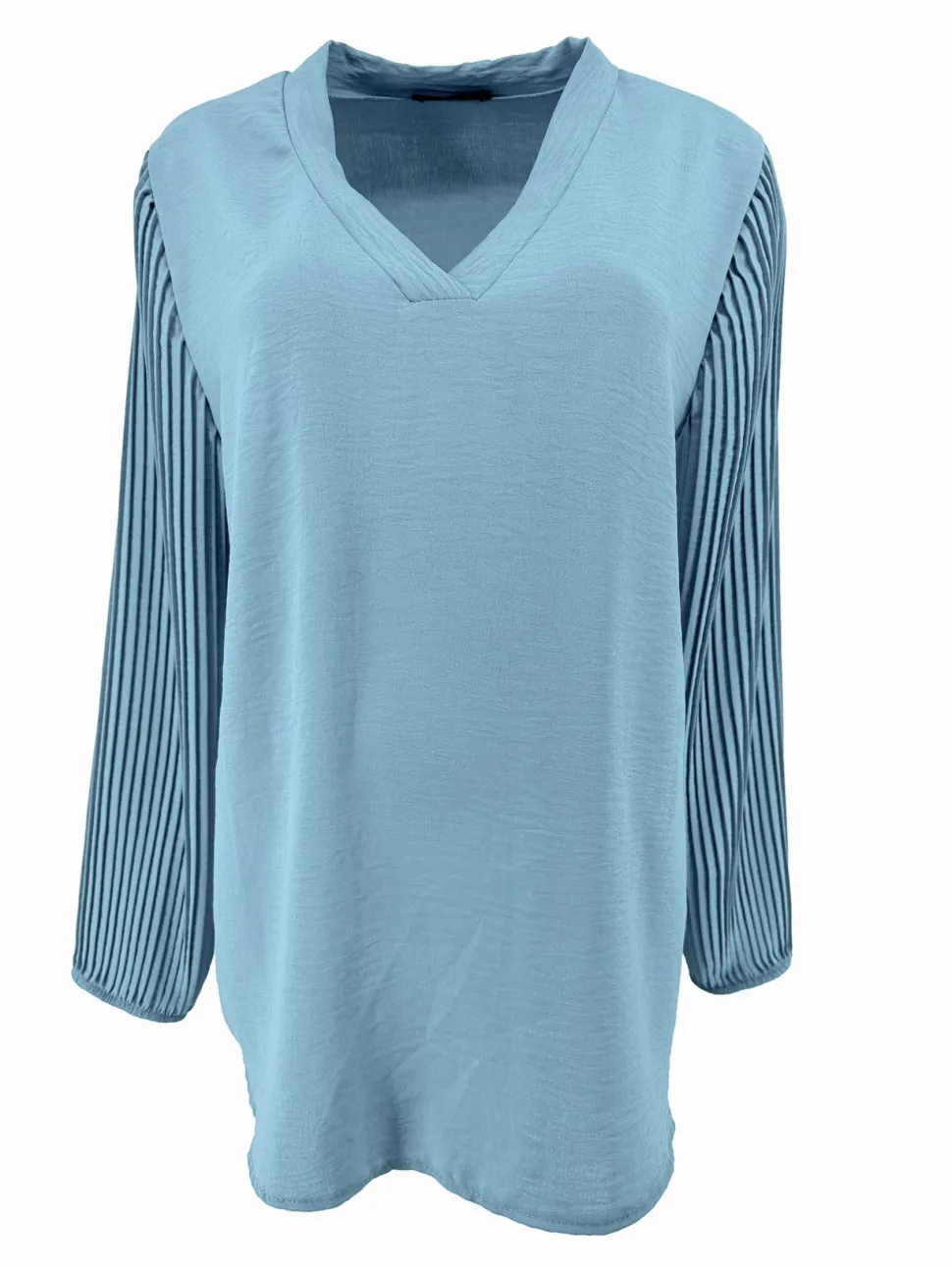 blouse_met_vhals_en_pliss_0-1.webp Blouse met v-hals en plisse mouw Romy licht blauw SALE