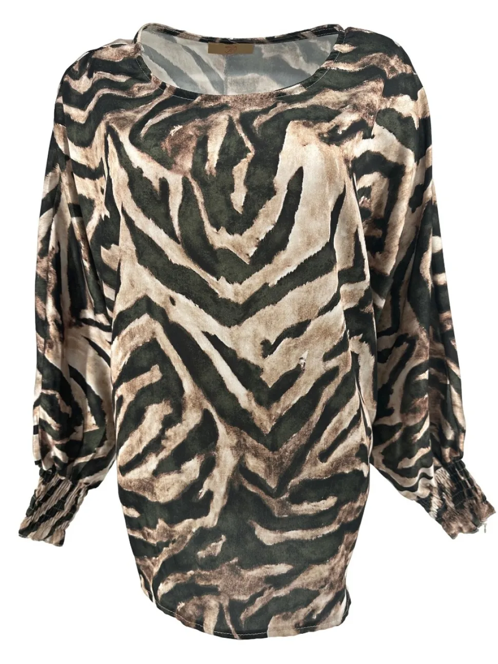 blouse_met_vhals_en_smock_0-3.webp Blouse met v-hals en smock mouw zijdeglans zebra army