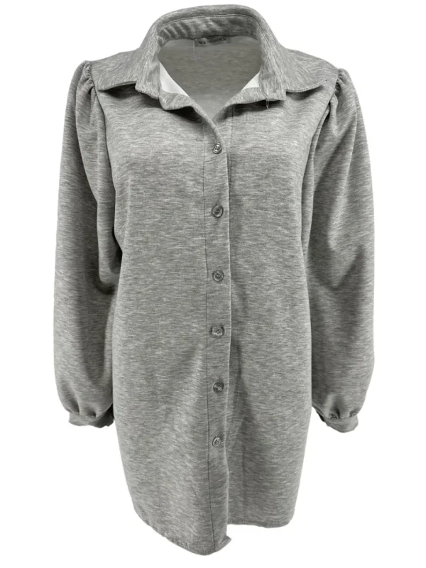 Blouse van dikkere stof met pofmouw Rhoda grijs.(gts)