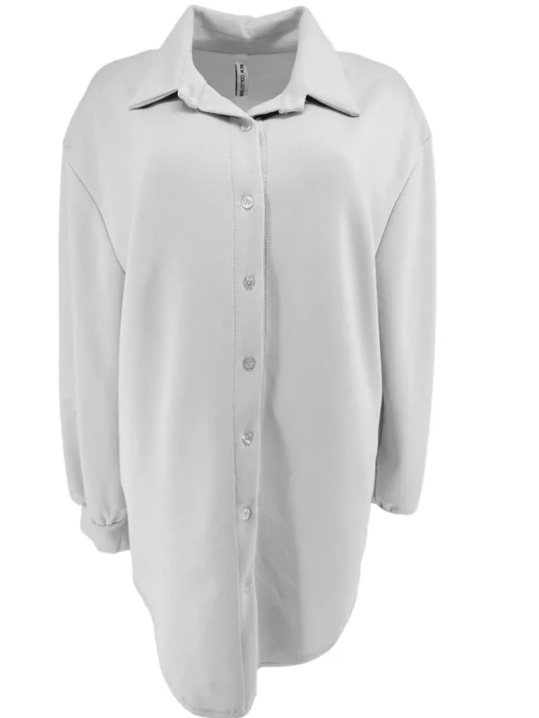 Blouse van dikkere stof met kraag en knopen Mikky off-white.(gts)
