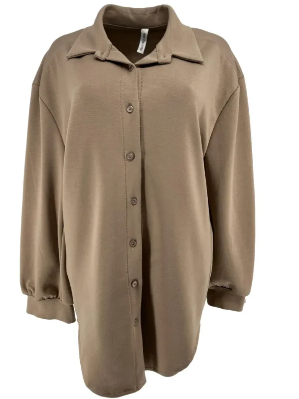 Blouse van dikkere stof met kraag en knopen Mikky zand