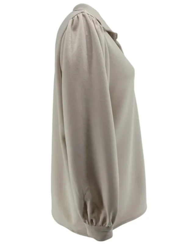 Blouse van dikkere stof met pofmouw Rhoda beige.(gts)