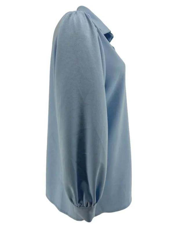 Blouse van dikkere stof met pofmouw Rhoda licht blauw (gts)