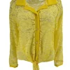 Blouse van kant met knoop aan de voorzijde Misty geel