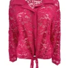 Blouse van kant met knoop aan de voorzijde Misty fuchsia