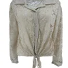 Blouse van kant met knoop aan de voorzijde Misty beige