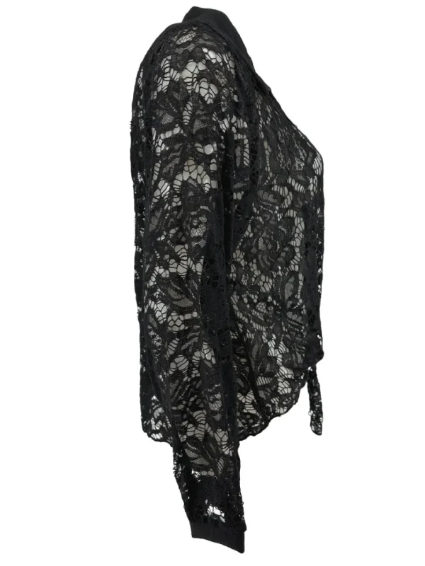 Blouse van kant met knoop aan de voorzijde Misty zwart
