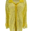 Blouse van kant met ruffle mouw Willow geel