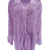 Blouse van kant met ruffle mouw Willow lila