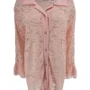 Blouse van kant met ruffle mouw Willow licht roze