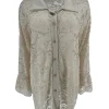 Blouse van kant met ruffle mouw Willow beige