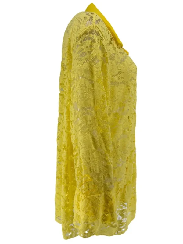 Blouse van kant met ruffle mouw Willow geel