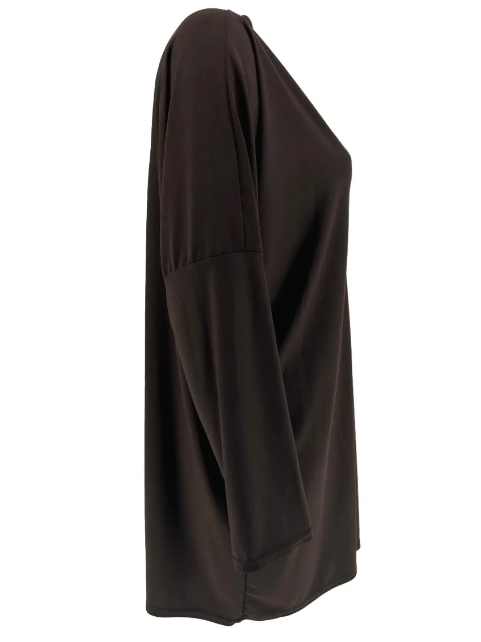 blouseshirt_van_travelsto_1.webp Blouse/shirt van travelstof met opstaande boord Delori bruin