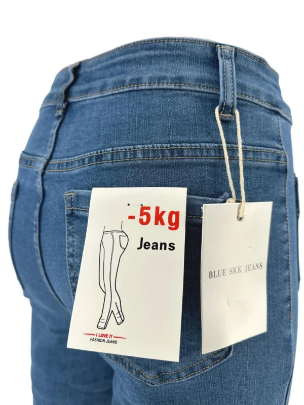 Blue skk. lichtere denim jeans met zak op de voorzijde en gouden knoop ( K-8341#) SALE