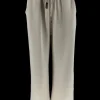Broek met elastische taille en witte bies lily beige