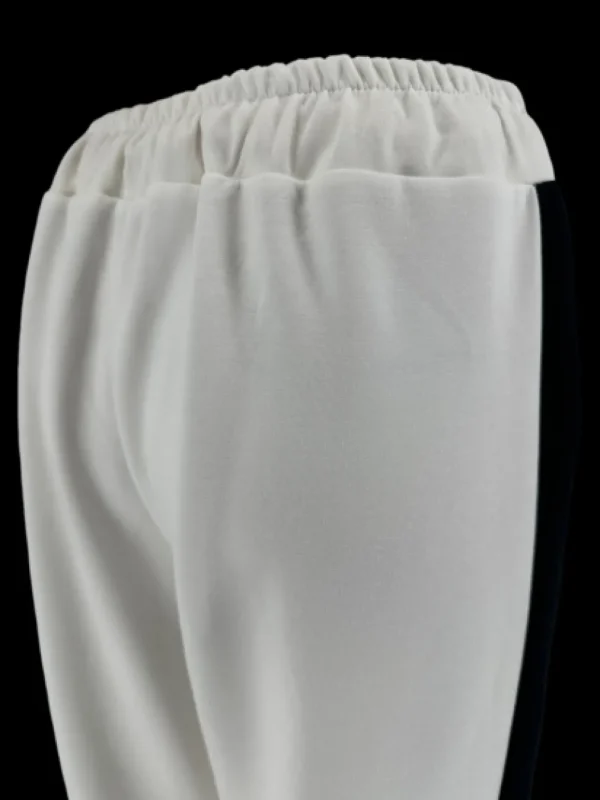 Broek met elastische taille en zwarte bies lily wit