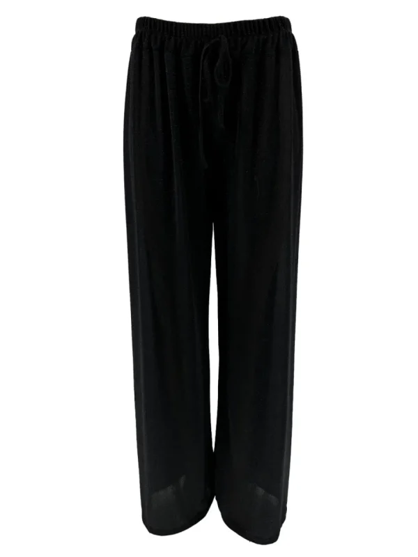 Broek met rechte broekspijp en koord glitter DOTTED zwartSALE #FBK