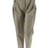 Broek met riem en GEPLOOIDE broekzak ycl taupe