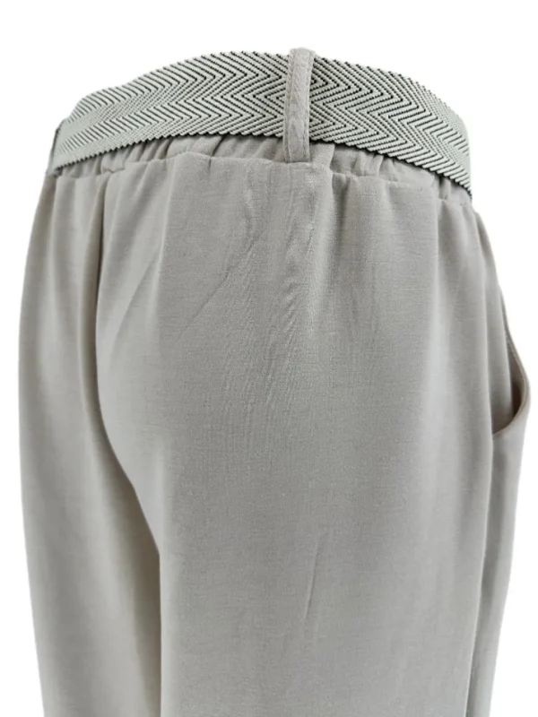 Broek met riem en rechte broekspijp Peggy beige