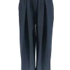 Broek met wijde broekspijp en riem Kiki donker blauw