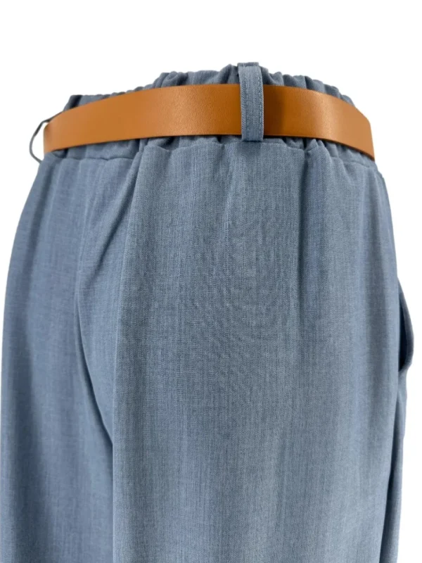 Broek met wijde broekspijp en riem Kiki jeans blauw