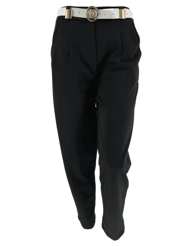 Broek met zakken en gouden details met RIEM circle zwart