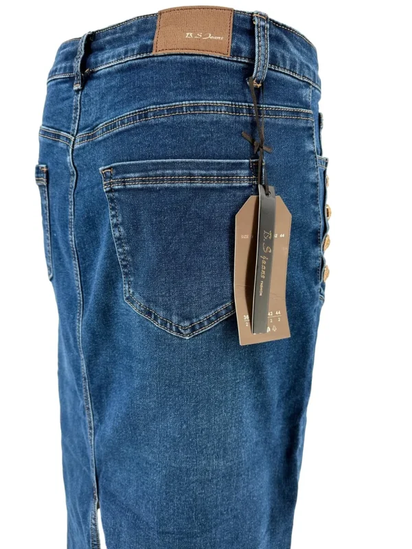 B.S. denim rok met gouden knopen op de zak (BS6156) SALE