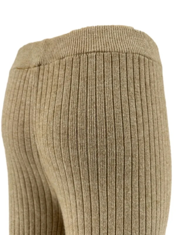 Comfy broeken met rib detail en koordje beige/camel