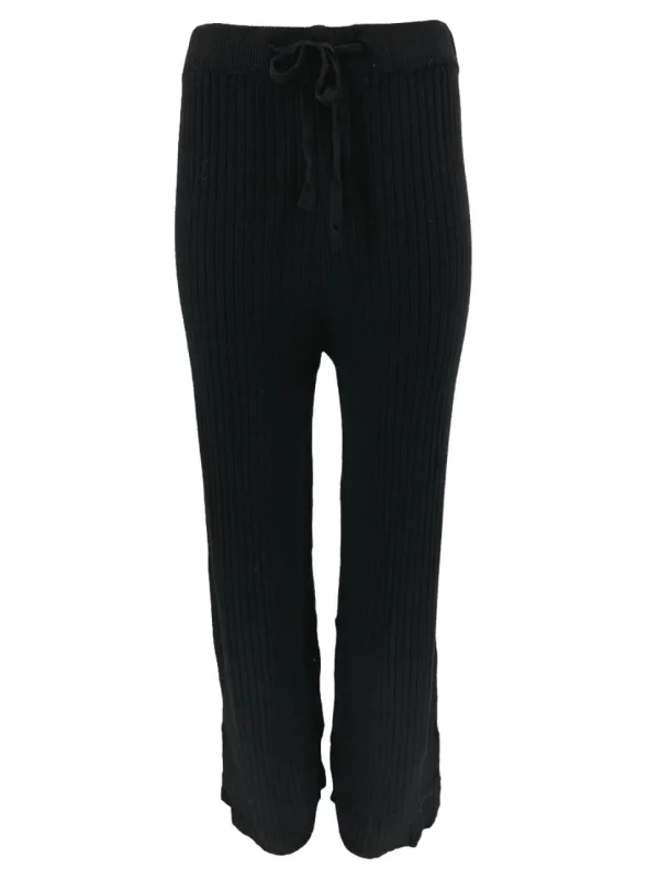 Comfy broeken met rib detail en koordje zwart