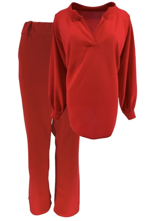 2-delig set met blouse en broek Stanny rood.