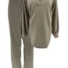 2-delig set met blouse en broek Stanny taupe