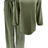 2-delig set met elastische broek en sweater Joanne army.(GTS)