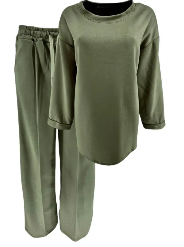 2-delig set met elastische broek en sweater Joanne army.(GTS)