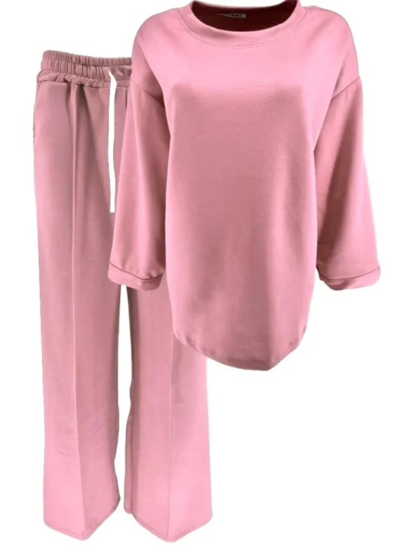 2-delig set met elastische broek en sweater Joanne licht roze.(GTS)