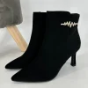 Enkellaarsjes met hak en strass beat zwart (0-602)