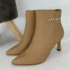Enkellaarsjes met hak en strass beat khaki (0-602)