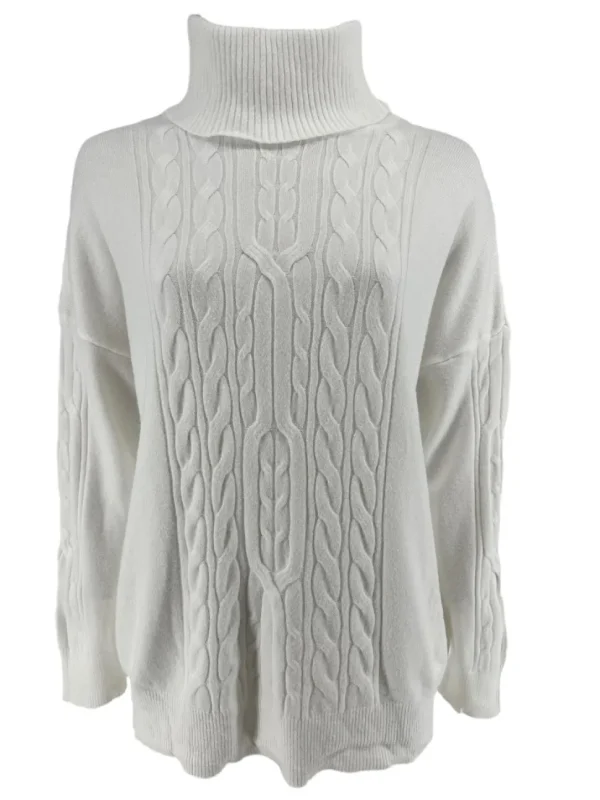 Fijngebreide coltrui met kabel detail off-white (DZ-8878)