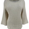 Fishnet trui met ronde hals beige