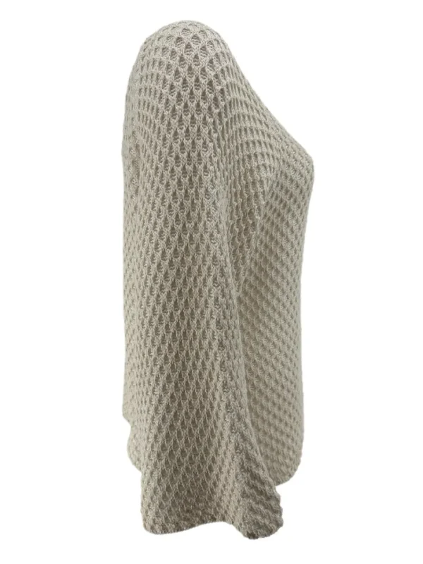 Fishnet trui met ronde hals beige