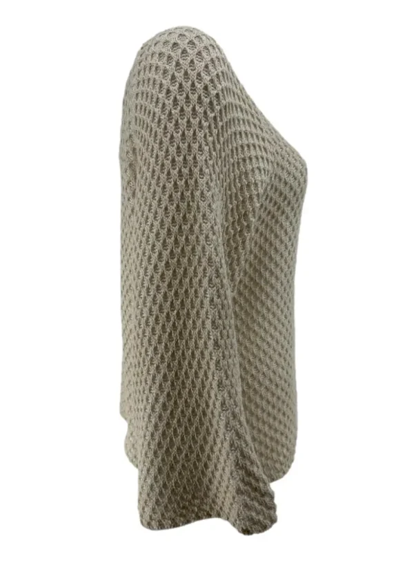 Fishnet trui met ronde hals zand