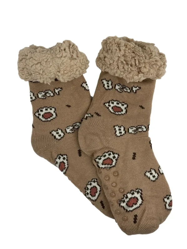 Fluffy huissokken met anti-slip bear paws