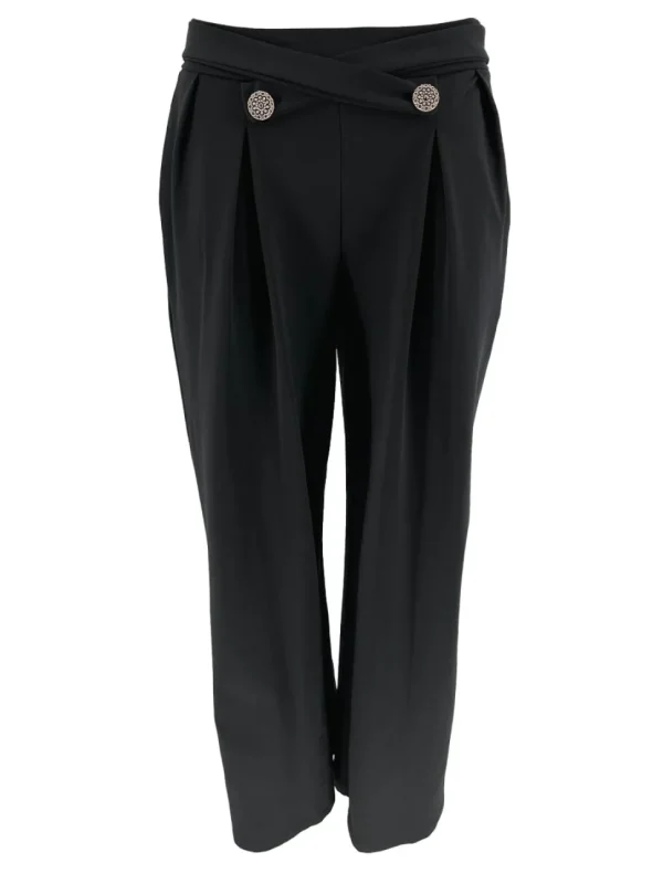 Geplooide broek met cross-over zwart