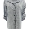 Gestreepte blouse met oprol mouw krinkle jeans blauw